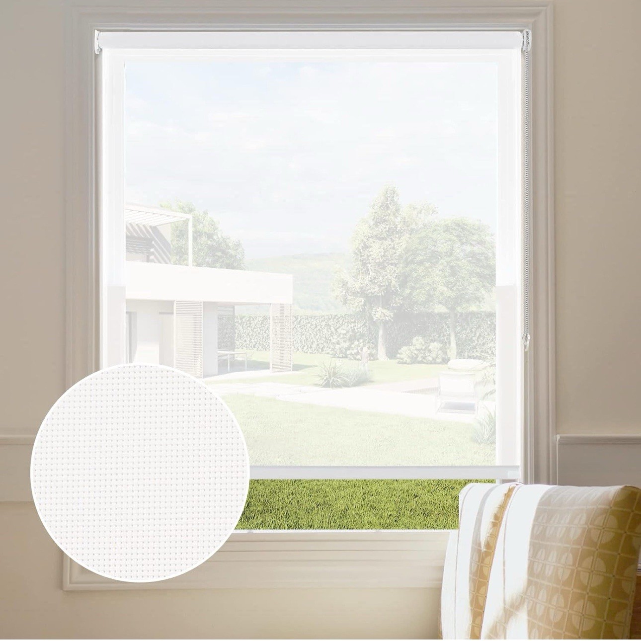 Persilux Light Filtering Roller Shades and Blinds for Window 29″ W x 72″ H White