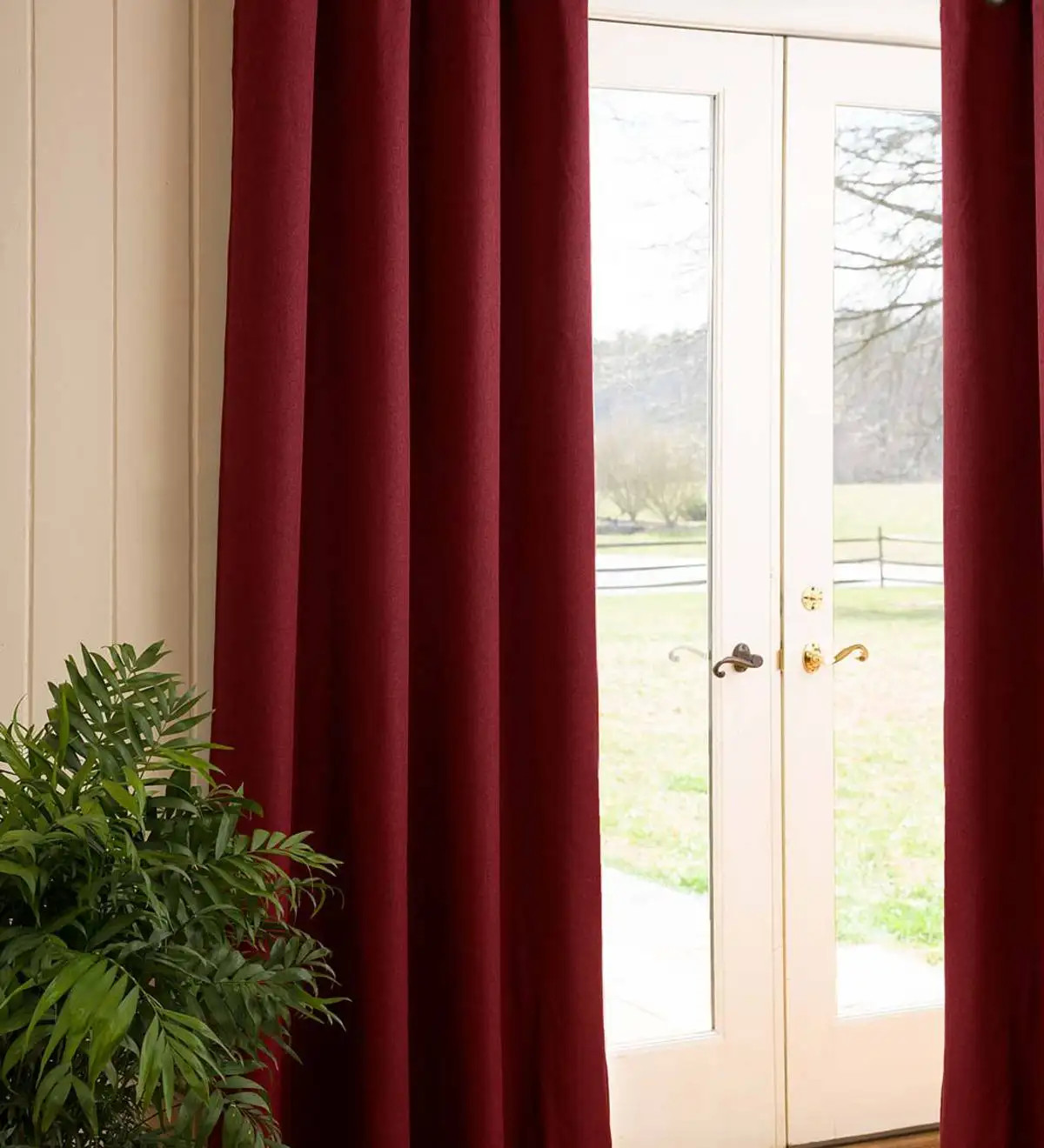 Plow & Hearth Curtain Pair Madison Double-Blackout-Tab Panels 40″Wx45″L Ruby Red
