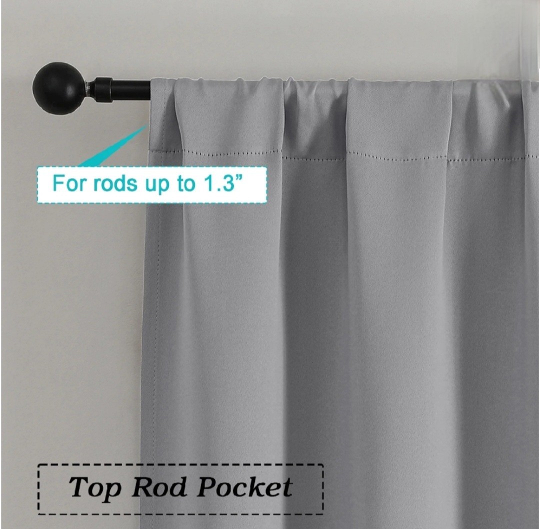 Patin Silver Grey Blacket Curtains 40′”x 54″ Room Darkening, Rod Pocket-2 Panels
