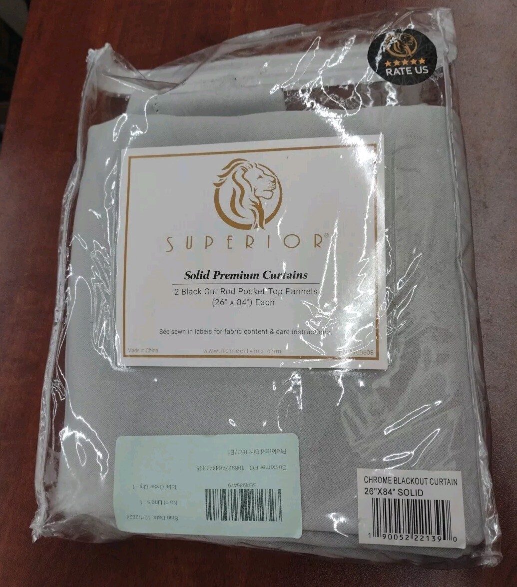 Superior Solid Premium Curtains 2 Blackout Rod Pocket Top Pannels Chrome 26″X84″