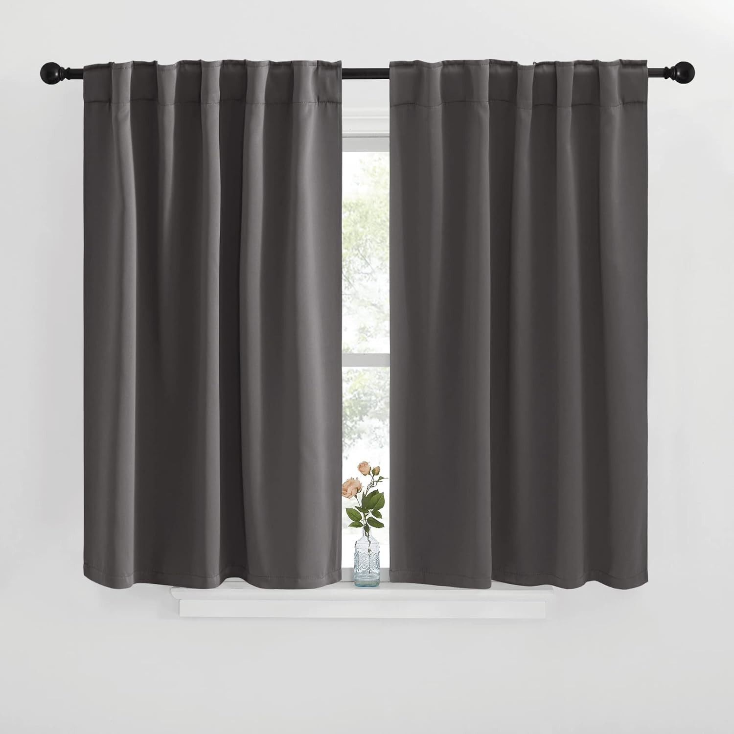 Blackout Window Curtains for Camper Grey 42×40 Inch 2 Panel Set Room Darkening