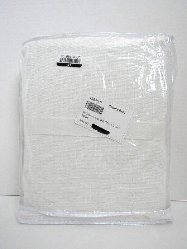 Pottery Barn Broadway Curtain, Set of 2 50″ x 84″ Unlined White New