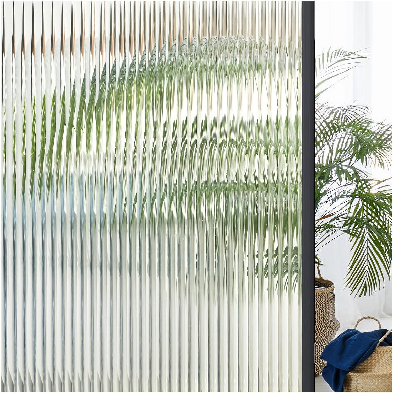 3D Fluted Glass Window Privacy Film Frosted Reeded Glass Stickers 17.5×78.7in