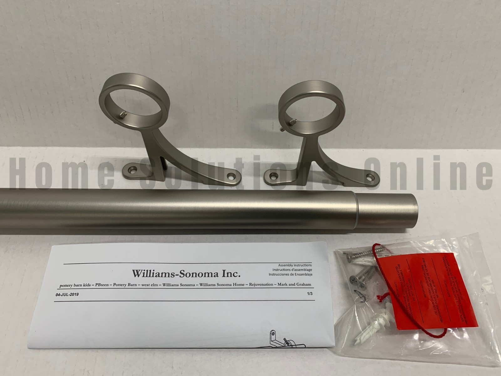 Pottery Barn Standard Curtain Rod Wall Bracket Pewter 1.25″ 28-48 #R5013