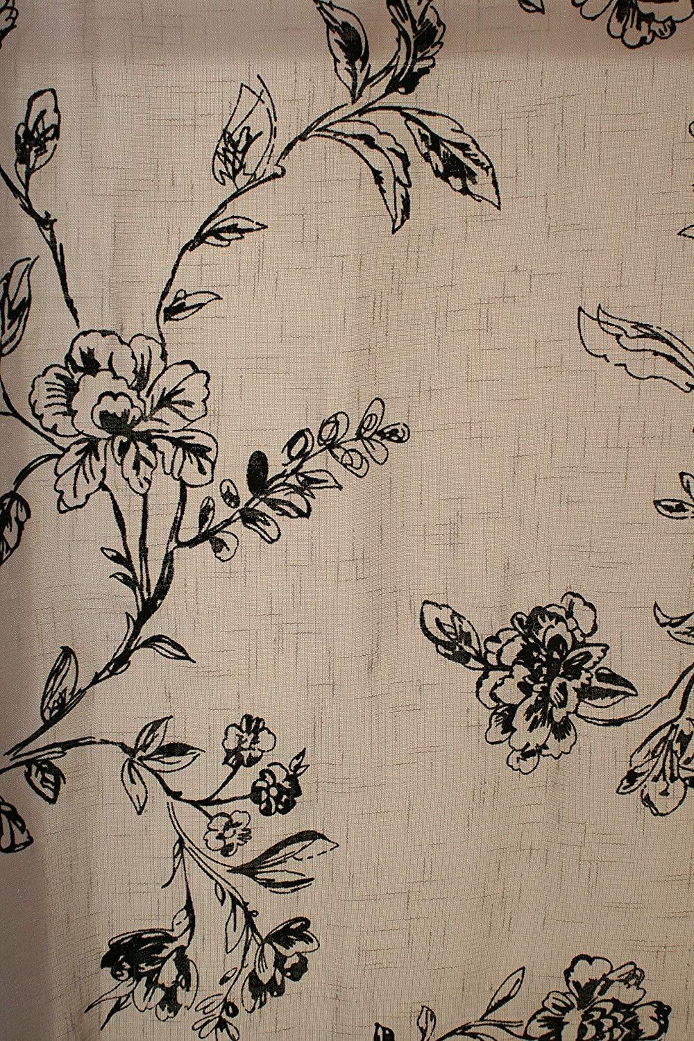 Fenwick Tailored Window Panel OR Swagger Flocked Semi-Sheer Flowers Floral