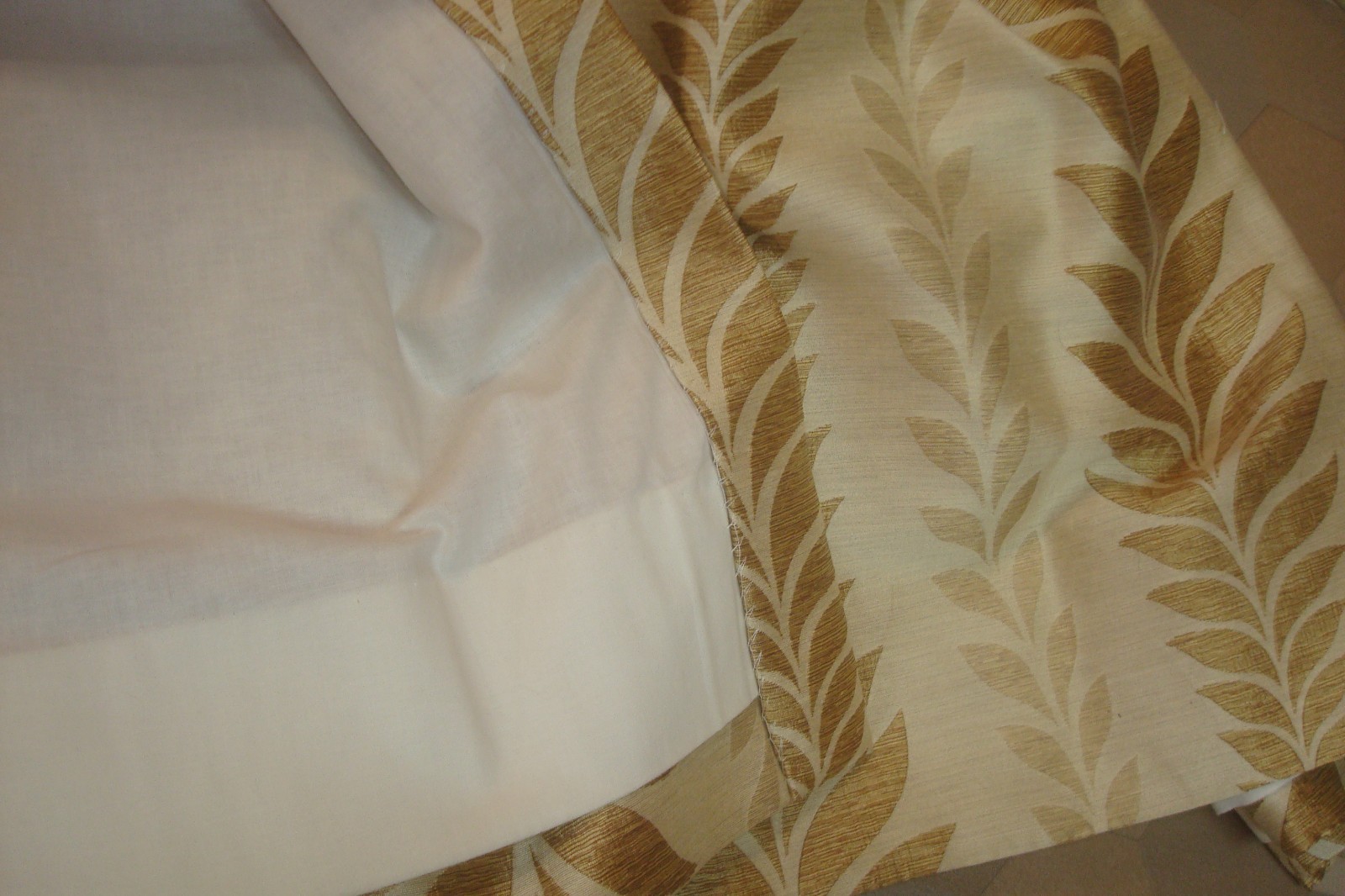 Gorgeous Custom DRAPES Gold Leaf Trellis Jacquard Pinch pleat 2 panels 85″ lg
