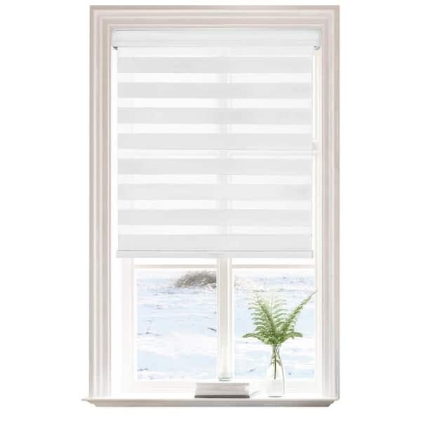 Lumi Polyester Cordless Light Filtering Dual Layered Zebra Shade – White