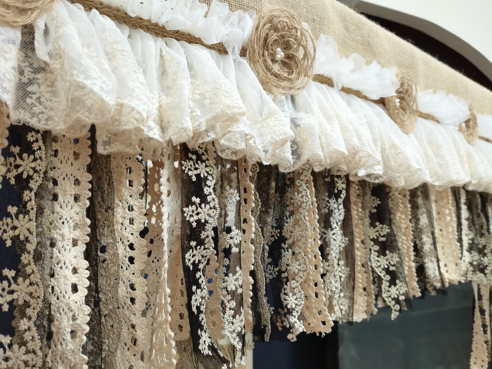 Rustic Vintage Unique Bedroom Valance Burlap Kitchen Valance Curtain Wedding