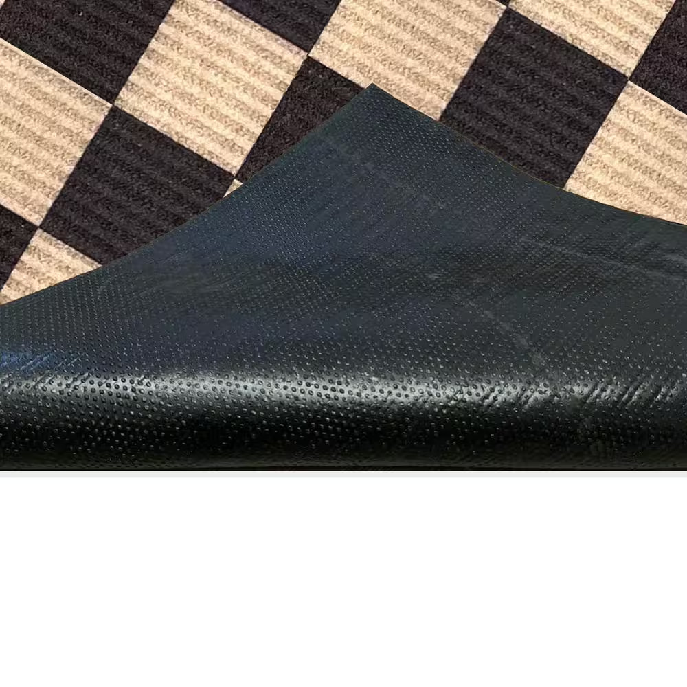 Heavey Duty Checkered Black and Beige 31 In. W X 26 Ft. L Indoor/Outdoor Runner