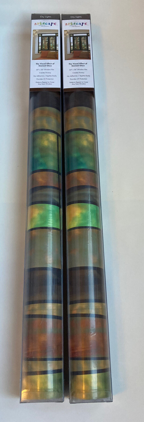 2 NEW Artscape Stained Glass Privacy Decorative Window Film 24 x 36 City Lights