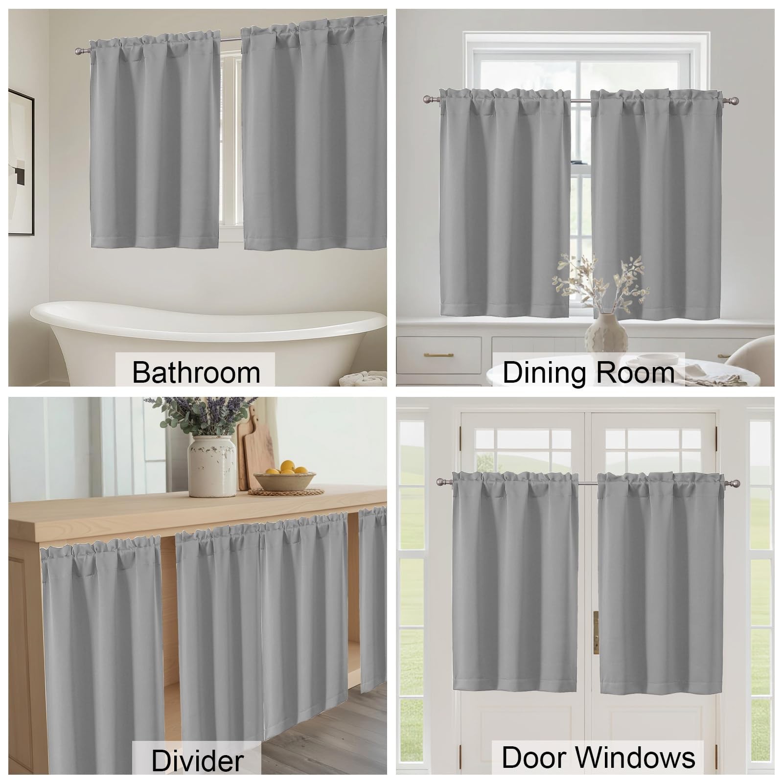 Cafe Curtains 24 Inch Length, Light Blocking Short Kitchen Window Curtains Ov…