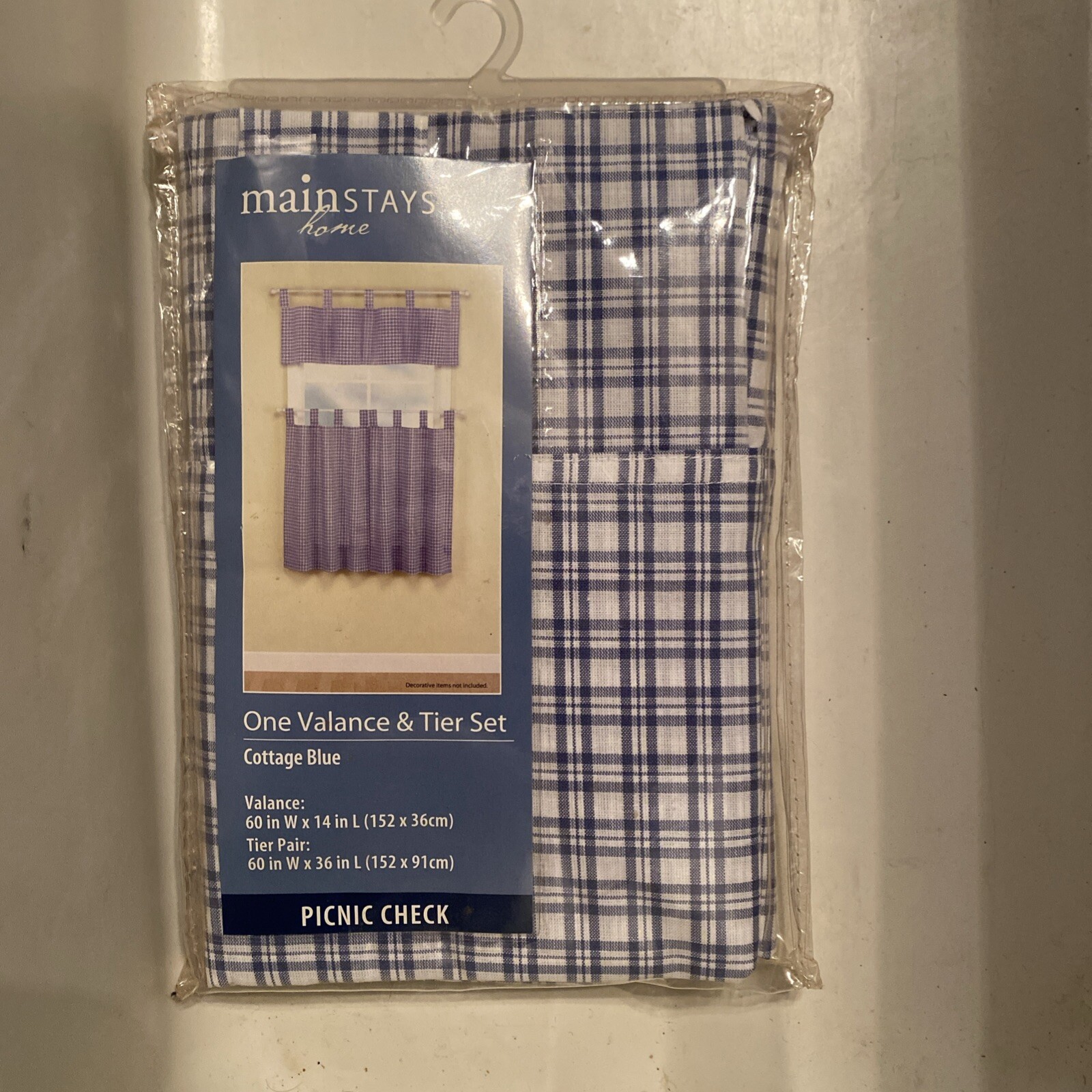Valance & Tier Set-Cottage Blue-New In Original Packaging-Main Stays – 2 Sets