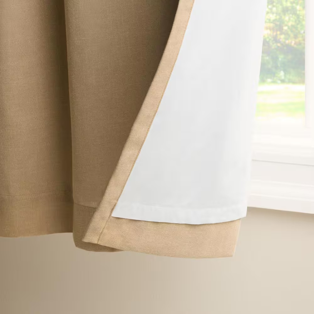 Arlo Solid Linen Texture 50 In. W X 108 In. L Polyester Blackout Taupe Curtain (