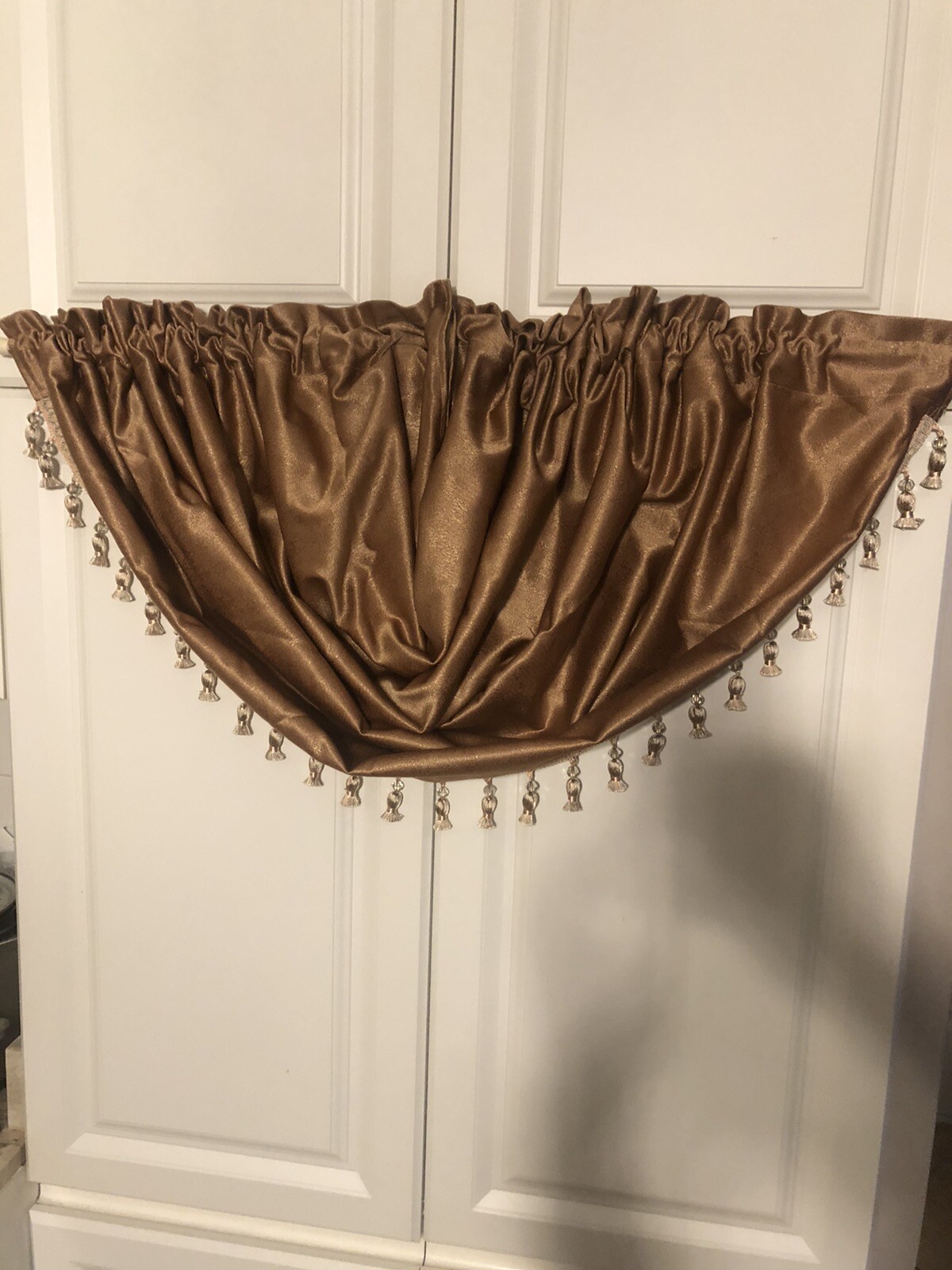 1- Burlington Waterfall Crystal Beaded Rod Pocket Single Valance – 20X40 Gold