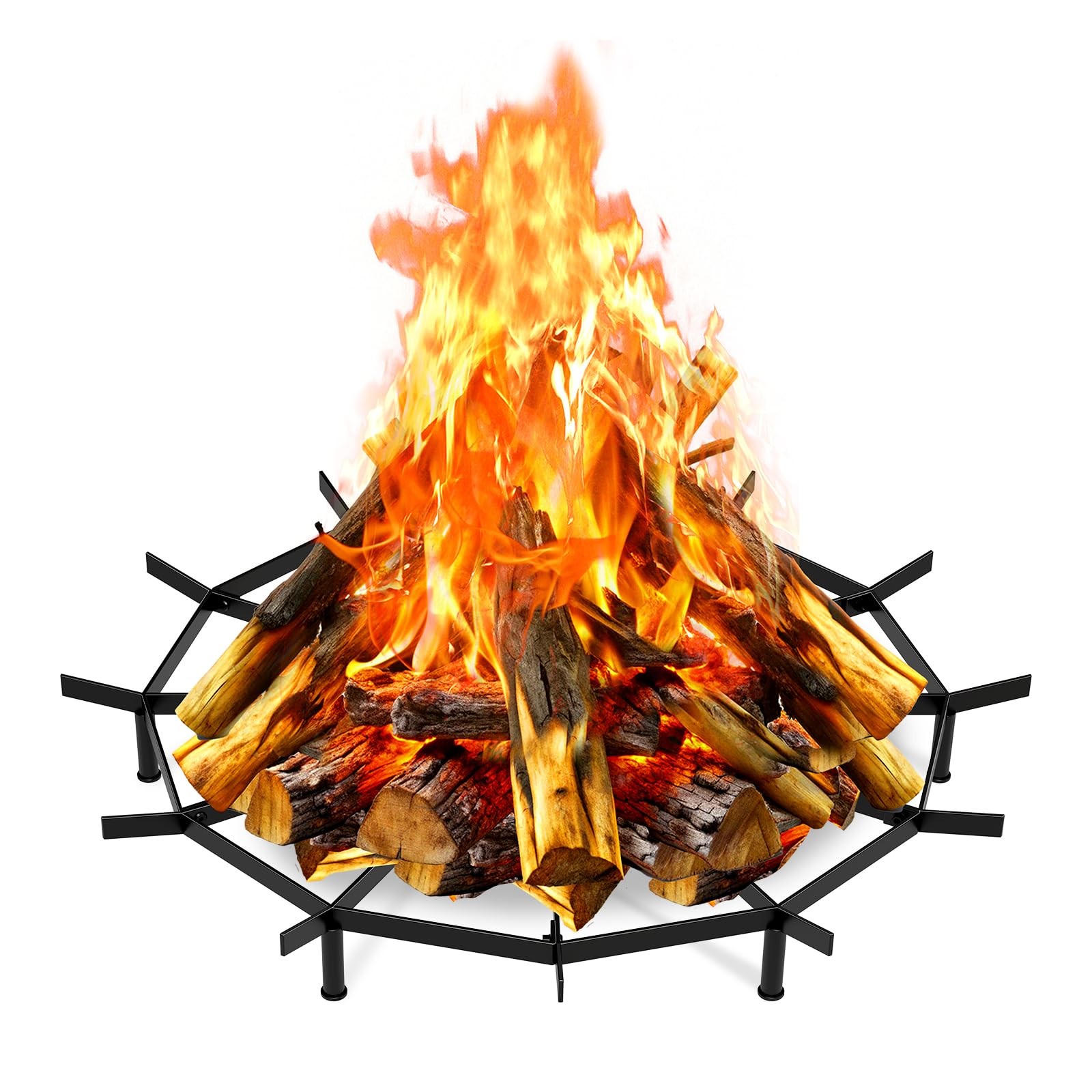 Firepit Grate Round 24 Inch Heavy Duty,Fireplace Log Grate Round Metal for Ou…