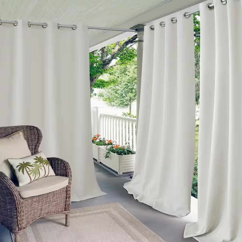 Connor White Polyester Solid 52 In. X 108 In. Grommet Top Indoor/Outdoor Room Da