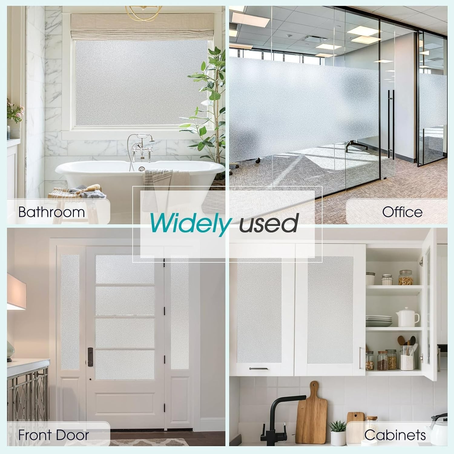 Frosted Glass Privacy Film 17.5 x 78.7 Inch – UV Blocking, Anti-Glare, Renter…