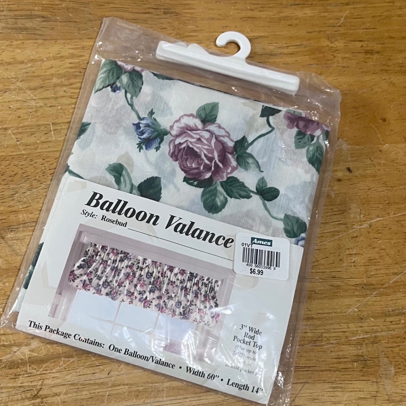 Vtg United Rosebud Floral Balloon Valance 60×14 Cottagecore Shabby Chic NIP USA