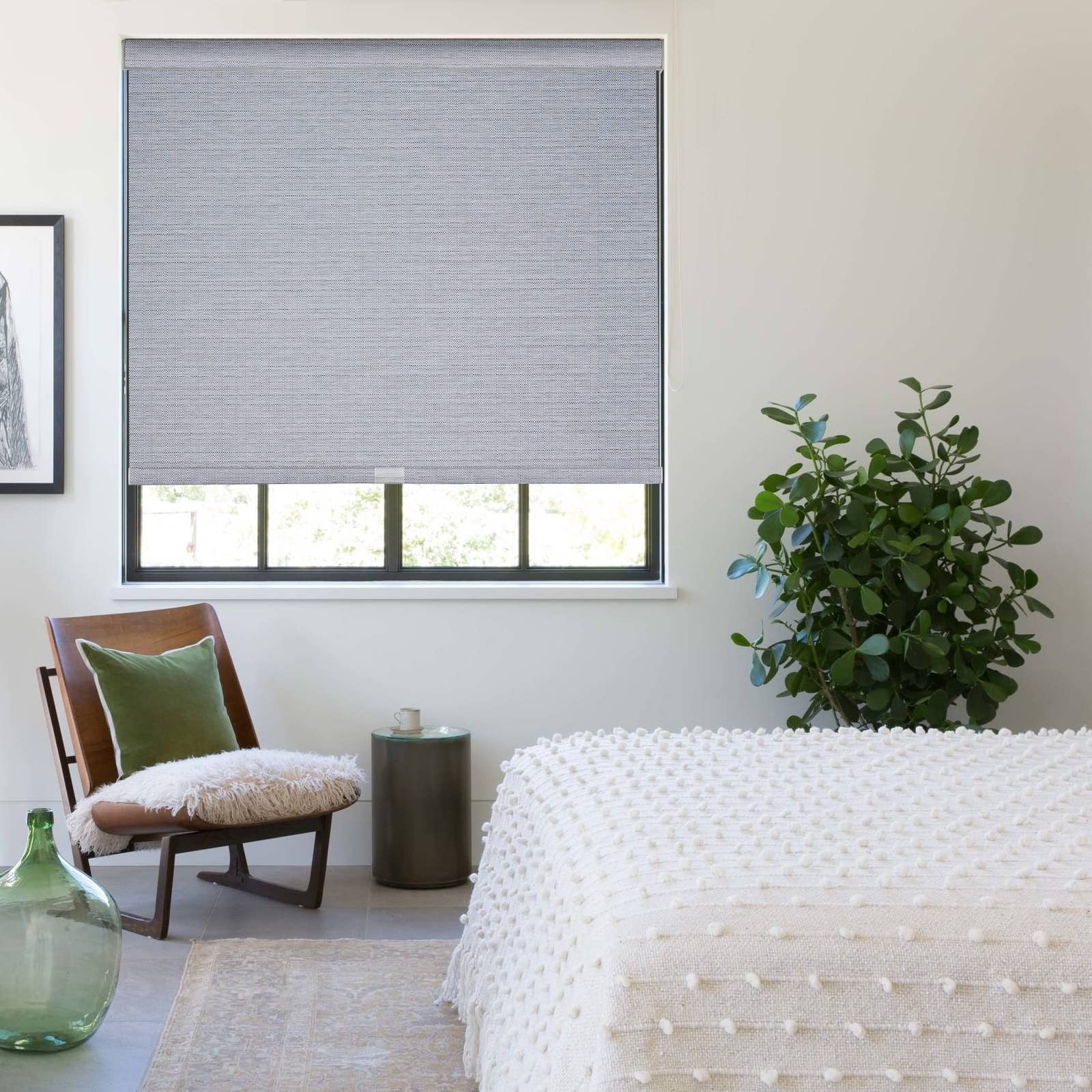 Persilux Free-Stop Cordless Roller Shades Bluish Grey 66″W x 72″H