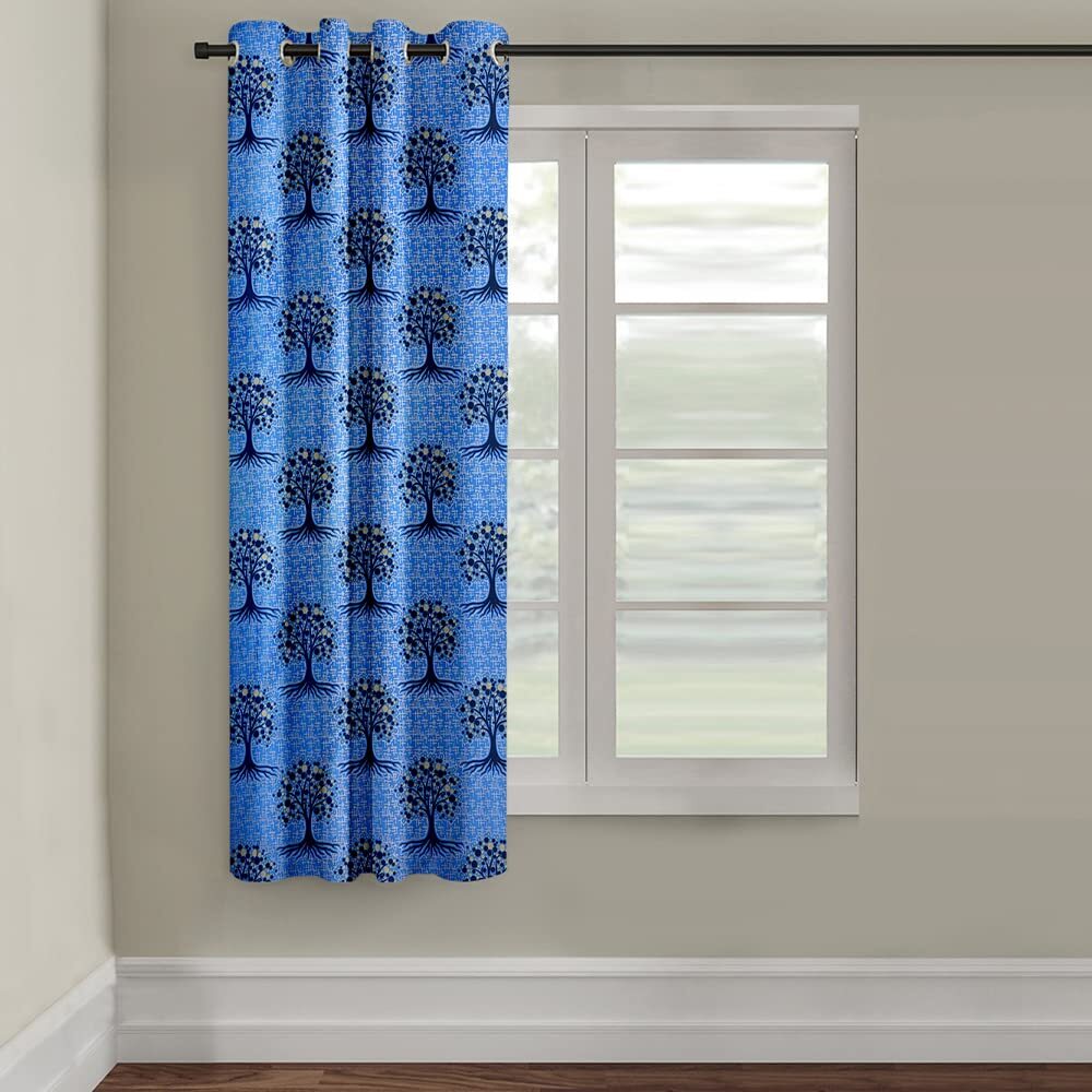 1 Piece Floral Design Panel Eyelet Polyester Window – 5 Feet