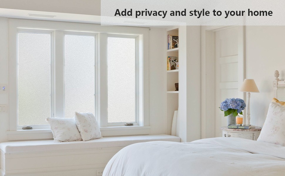 2 Pack Privacy Window Film HOMIDEK Frosted Glass Window Film, Sun UV Blocking