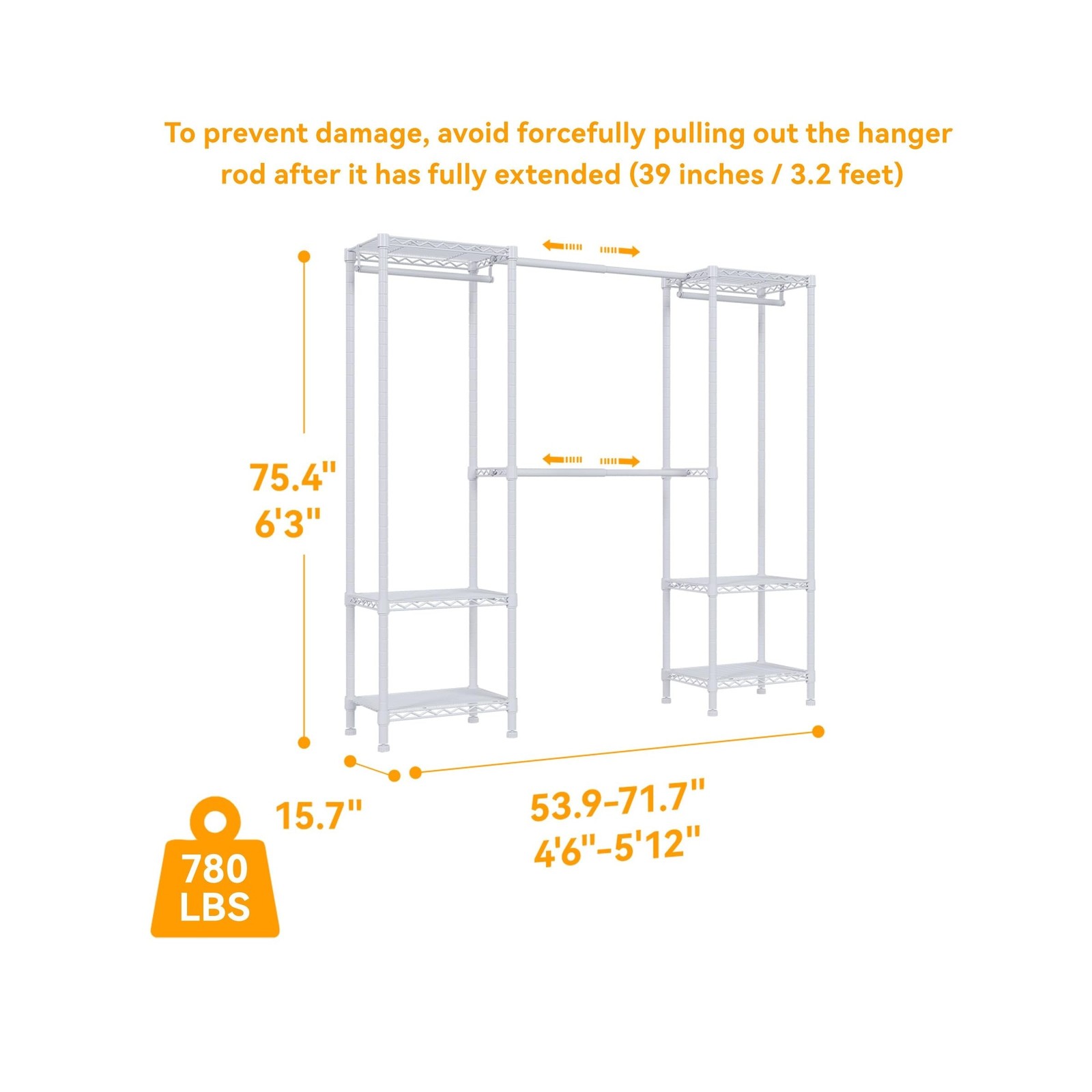 H10 Expandable Clothes Rack Clothing Rack for Hanging Clothes, Heavy Duty Gar…