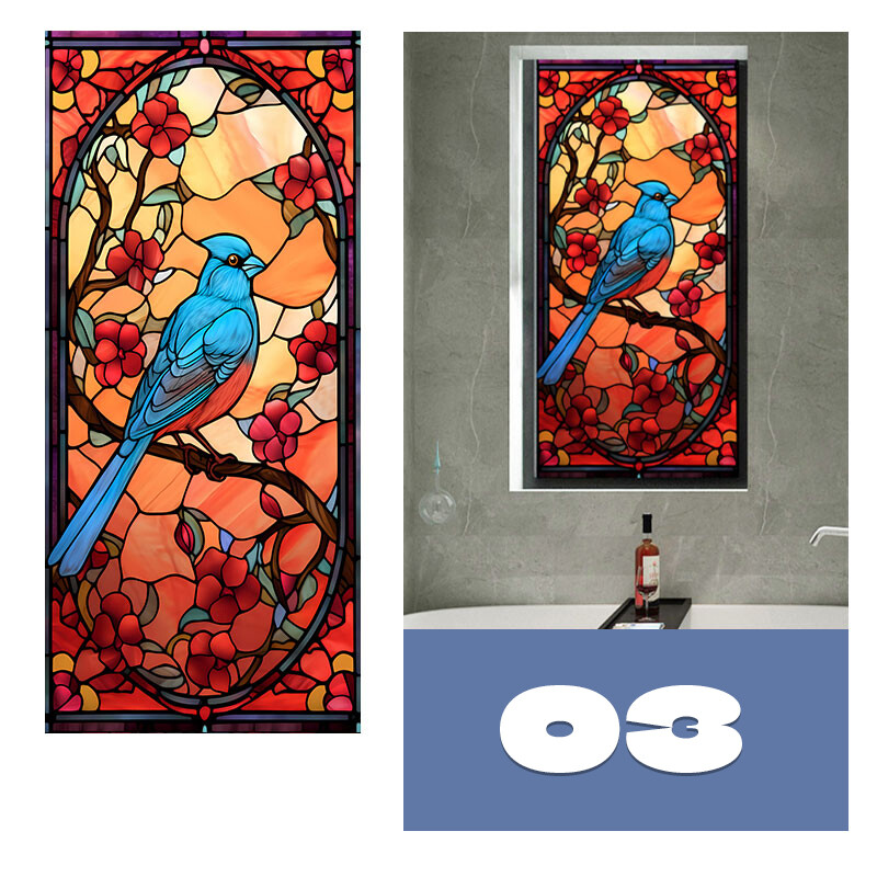 Colorful Stained Glass Film Modern Art European Decor Privacy 40x100cm/45x120cm