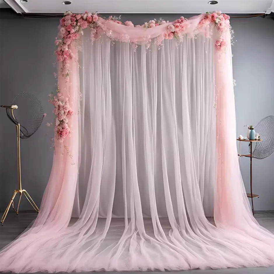 1/2/3/5/10M Wedding Tulle Backdrop Curtains,Sheer Backdrop Curtains for Birthday