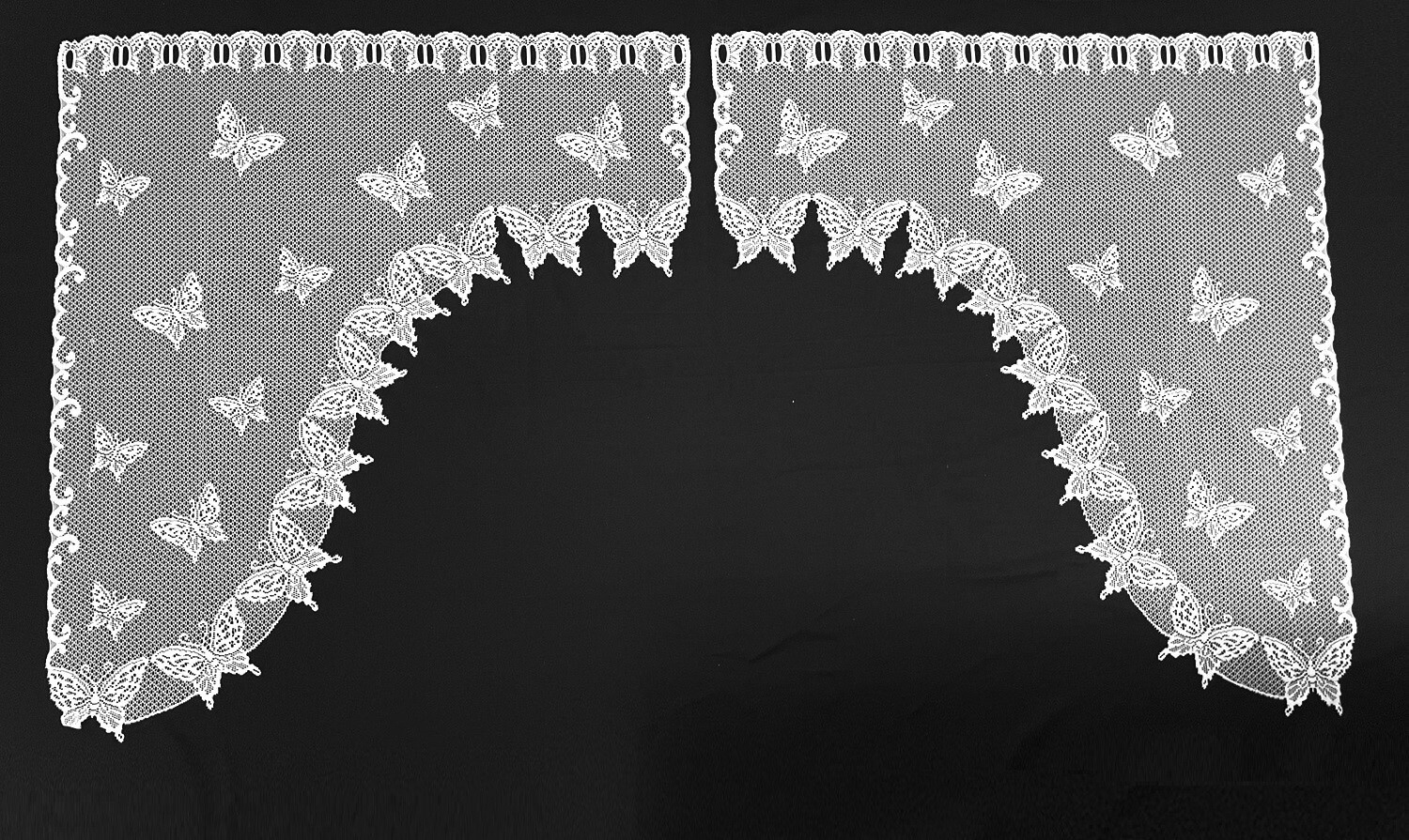 White Heritage Lace Butterflies Window Swag Pair 74 x 44 Kitchen Livingroom