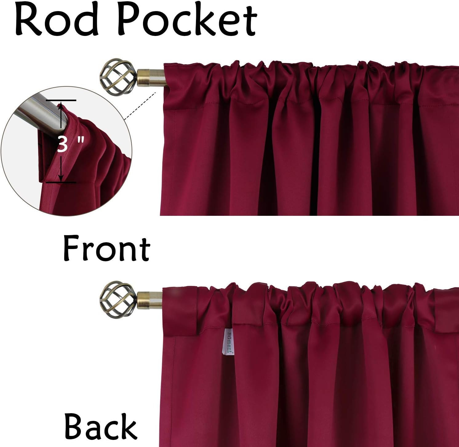 Christmas Red Blackout Curtains 63 Inch Length – Rod Pocket and Back Tab Thermal