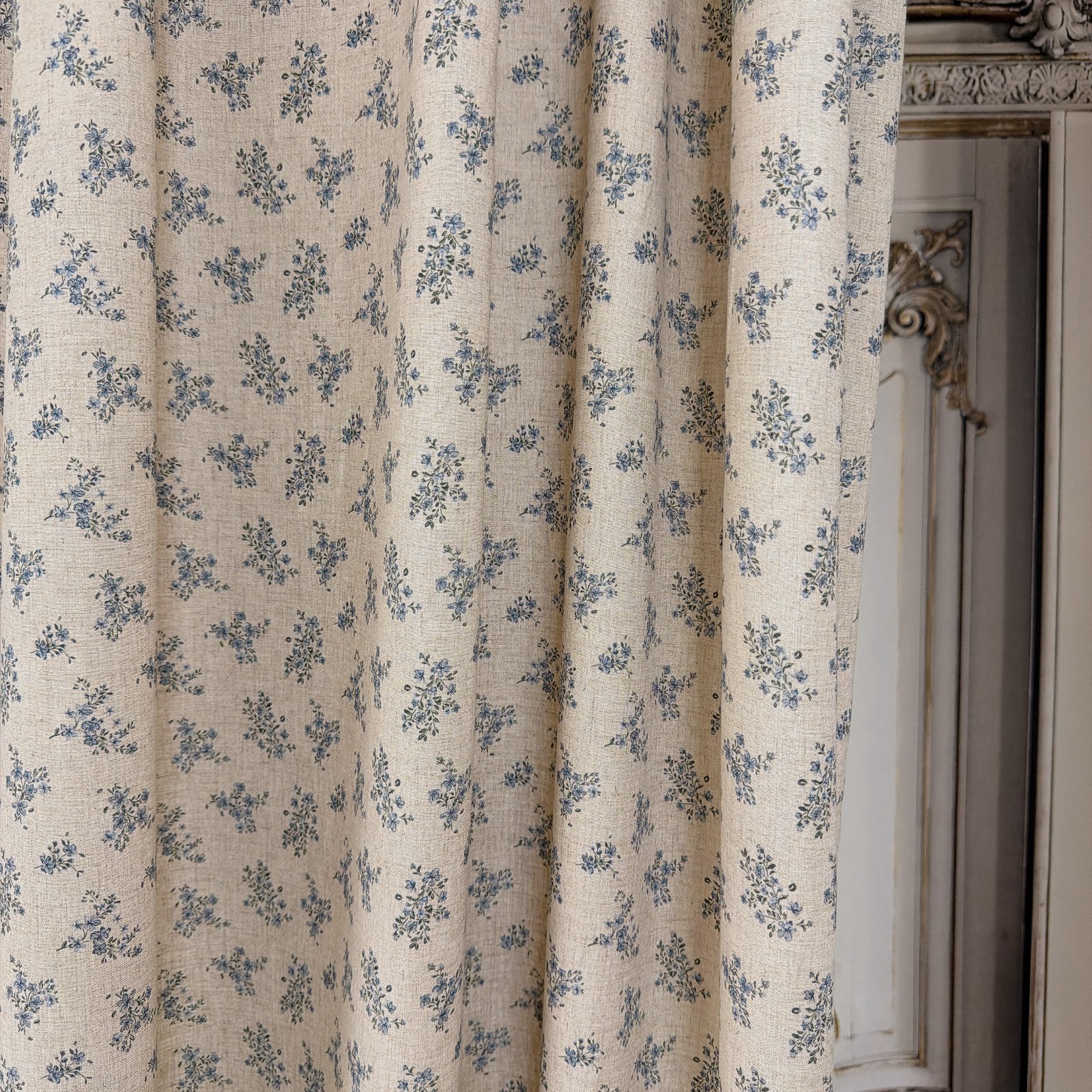 Handcrafted Floral Curtains Linen Blend Petite Botanical Custom Drapery Panels