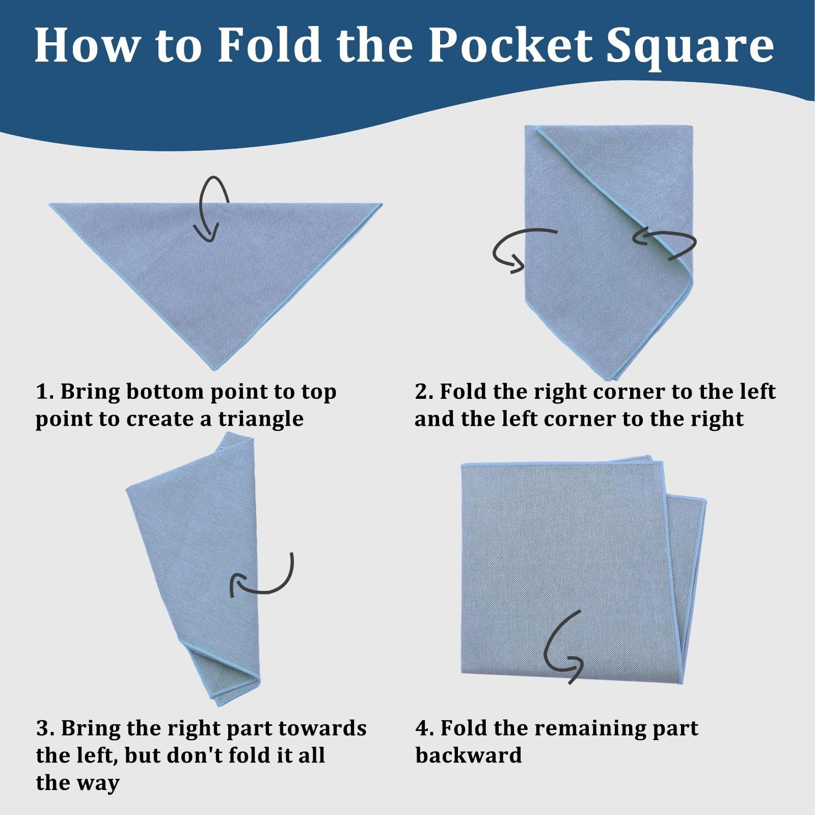 Cotton Handkerchiefs for Men with Pocket Square Holder, Solid Color Pocket Sq…