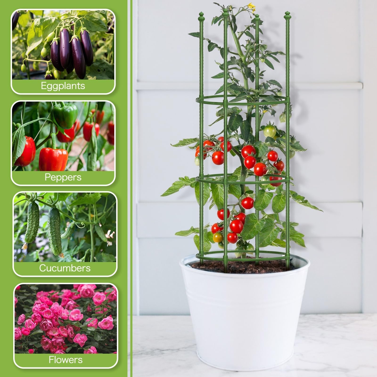 3 Pack 59 Inch Height Adjustable Tomato Cages for Garden | Heavy duty, Rust-r…