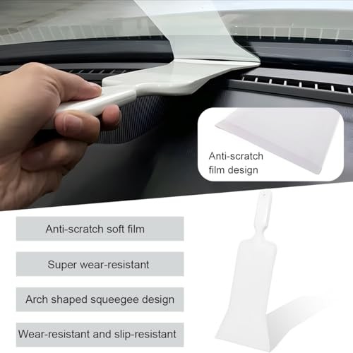 2 PCS Bulldozer Squeegee, Long Handle Flat Glass Tinting Tools for Gray+white