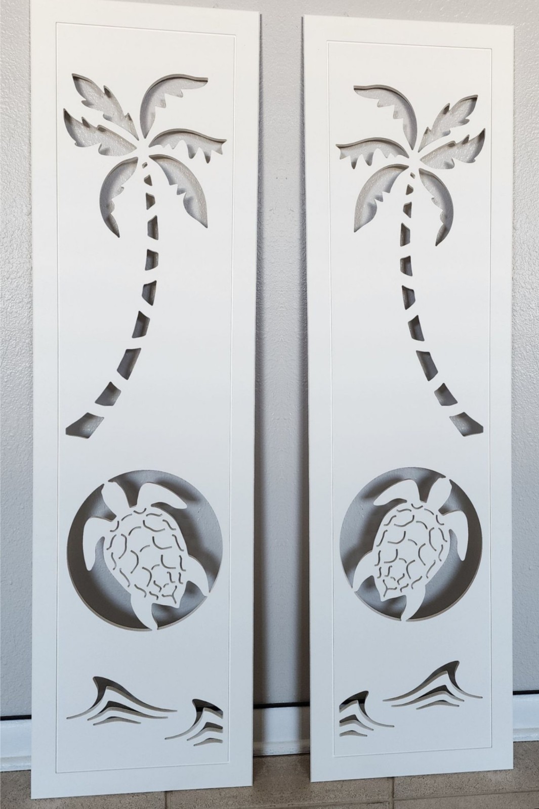 Two Decorative Window Shutters, Sunset Sea Turtle-Sold in Pair Left and Right