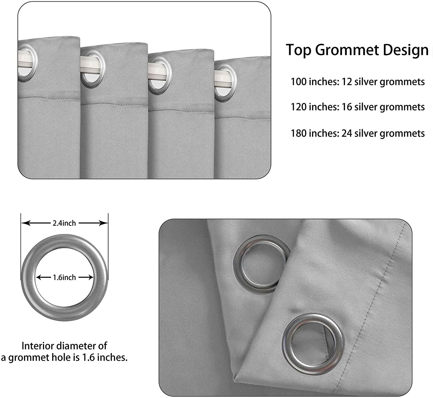 LORDTEX Thermal Insulated Blackout Curtain Fabric Window Panel 100″ by 84″ GREY