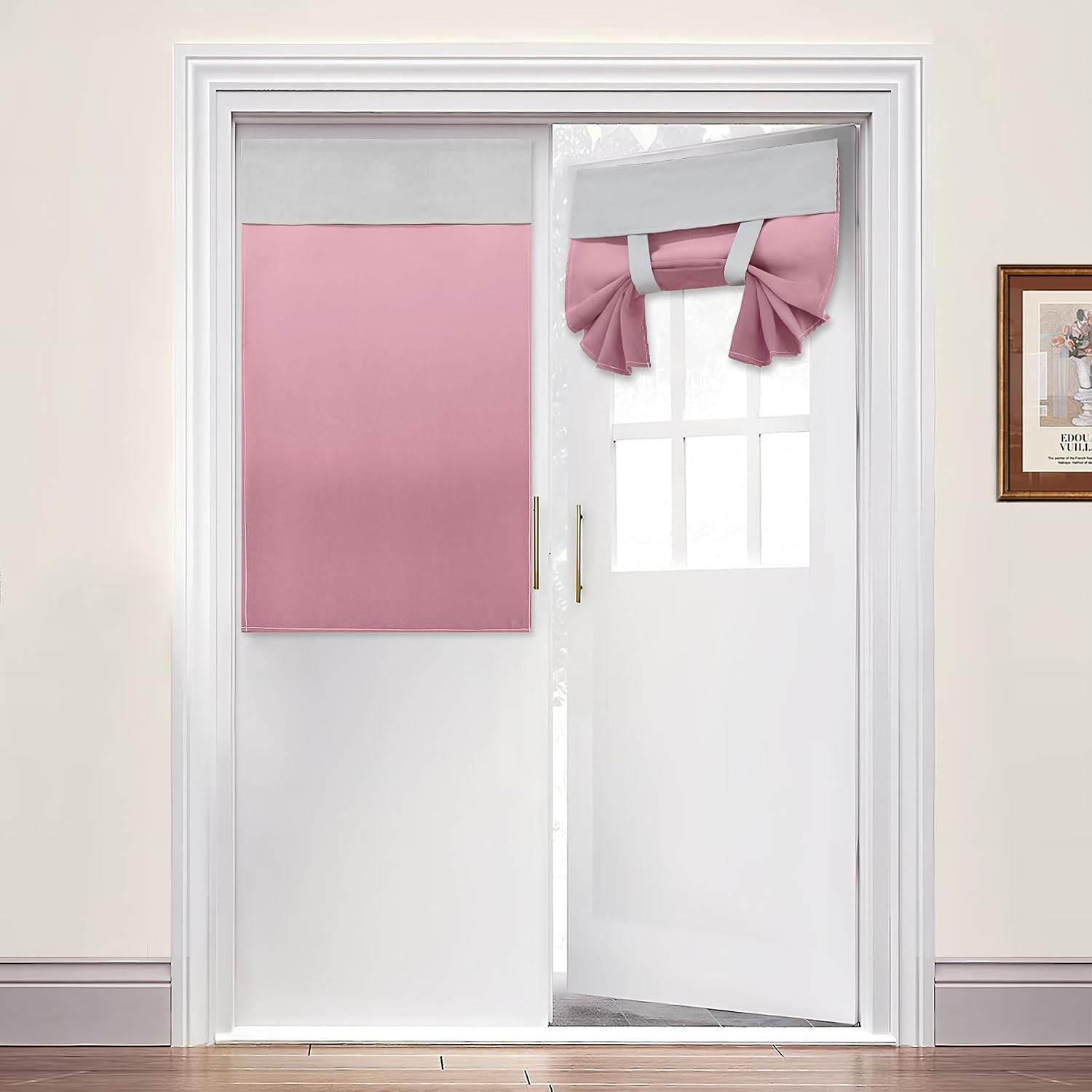 Ombre Room Darkening Pink Door Curtains for Small Kitchen Window Magnets Thermal