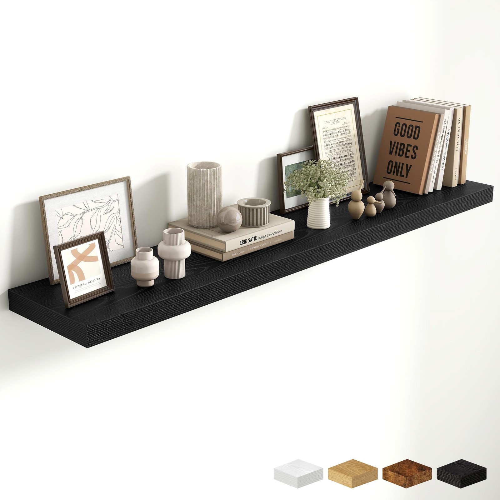 Fun Memories 55 Inch Fireplace Mantel Shelf, 10 Inch Deep Shelves for Display…