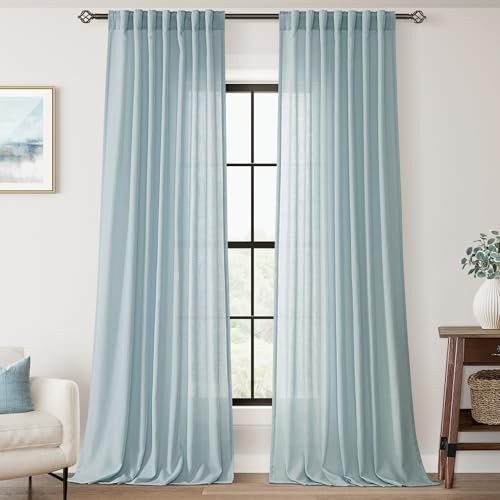 Curtains 84 inch Length for Bedroom Back Tab 52″W x 84″L (Pack of 2) Sky Blue
