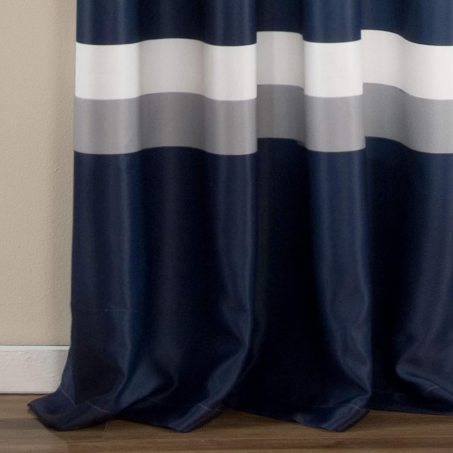 Navy Alexander Stripe Light Filtering Curtain Panels, 52″W x 95″L, Pair