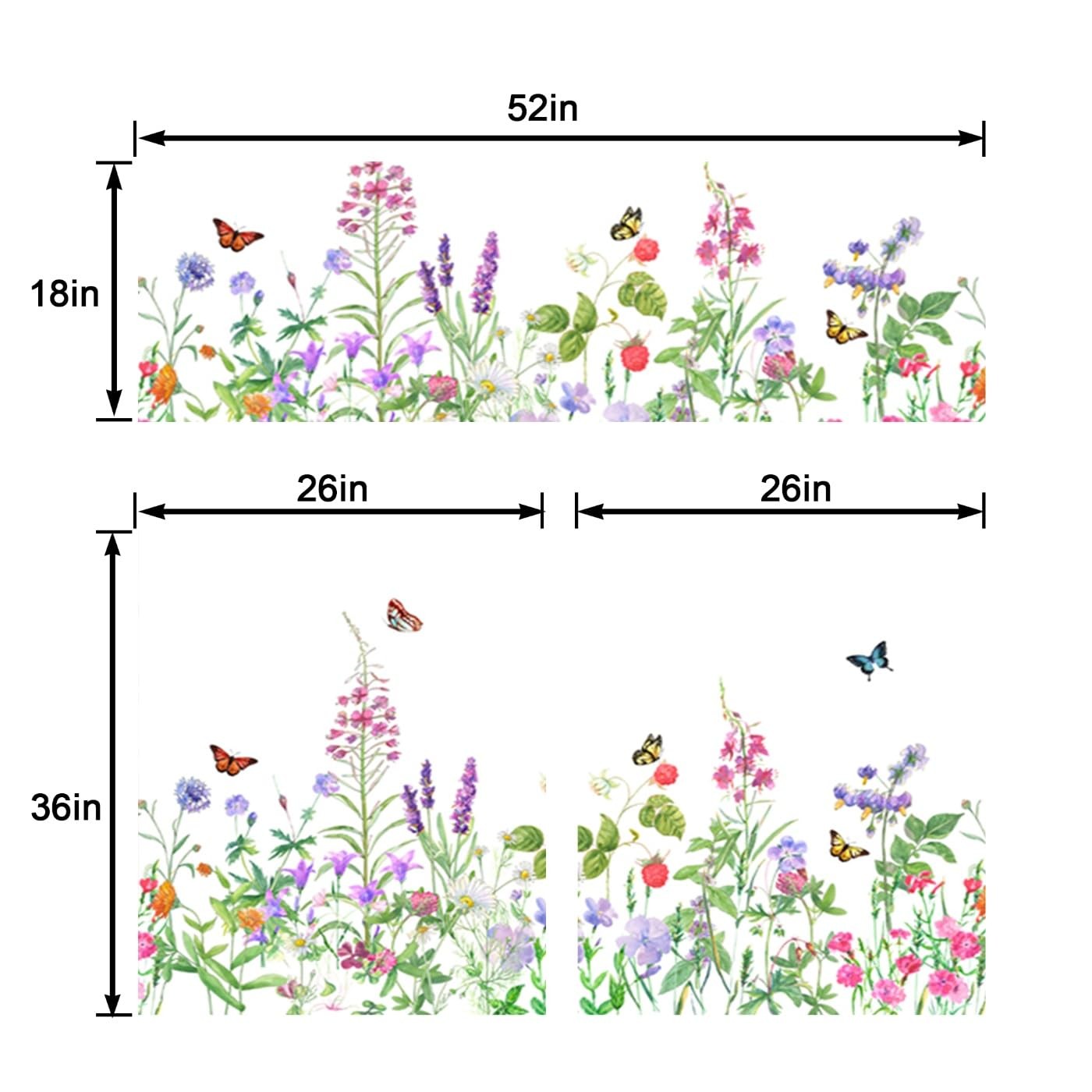 Spring Summer Flowers Butterfly Kitchen Curtains Short and Valance Set Waterc…