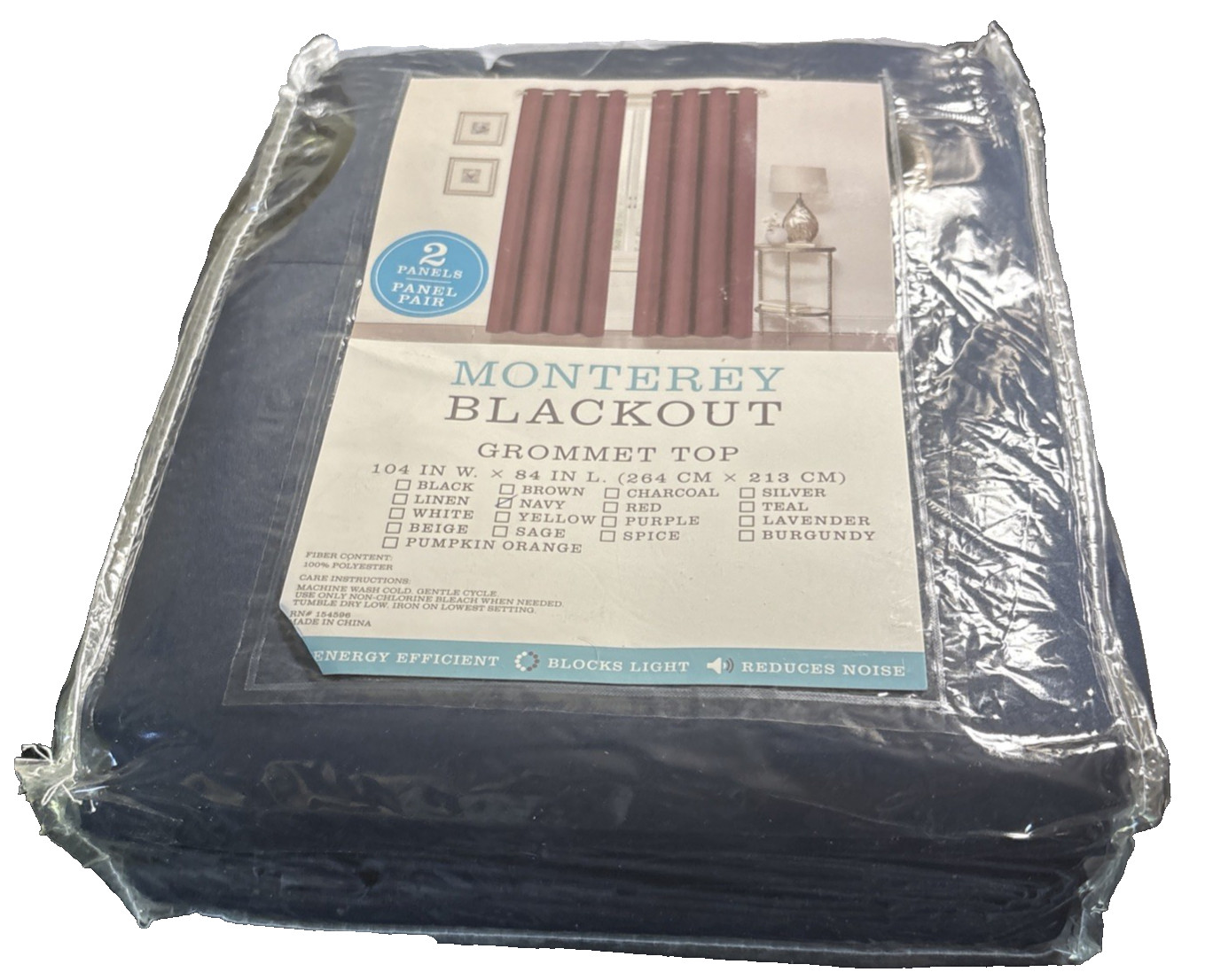 Monterey 2 Panel Navy Blackout Grommet Top 84″