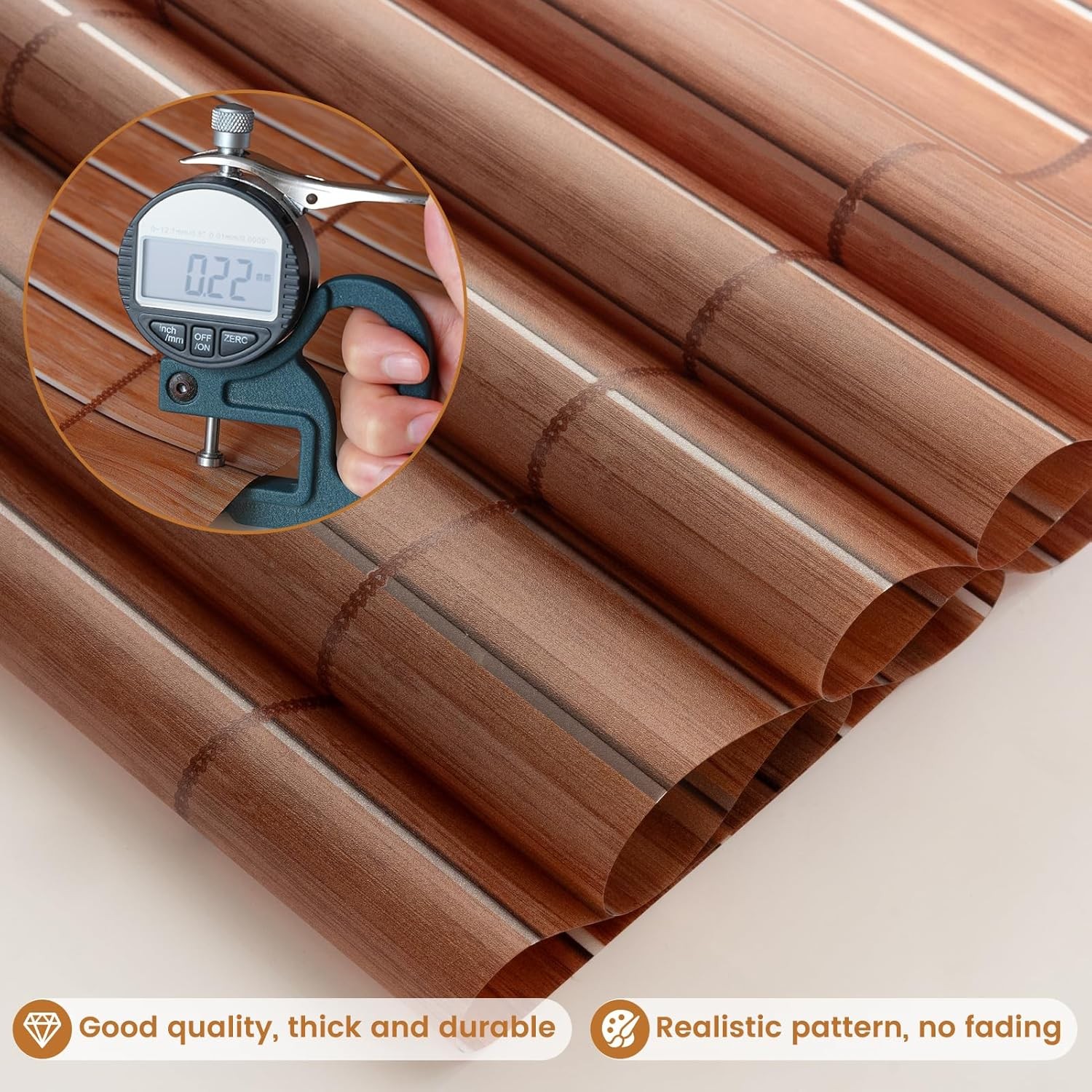 DKTIE Wooden Blinds Pattern Decorative Window Film, Sun Blocking Heat Control,