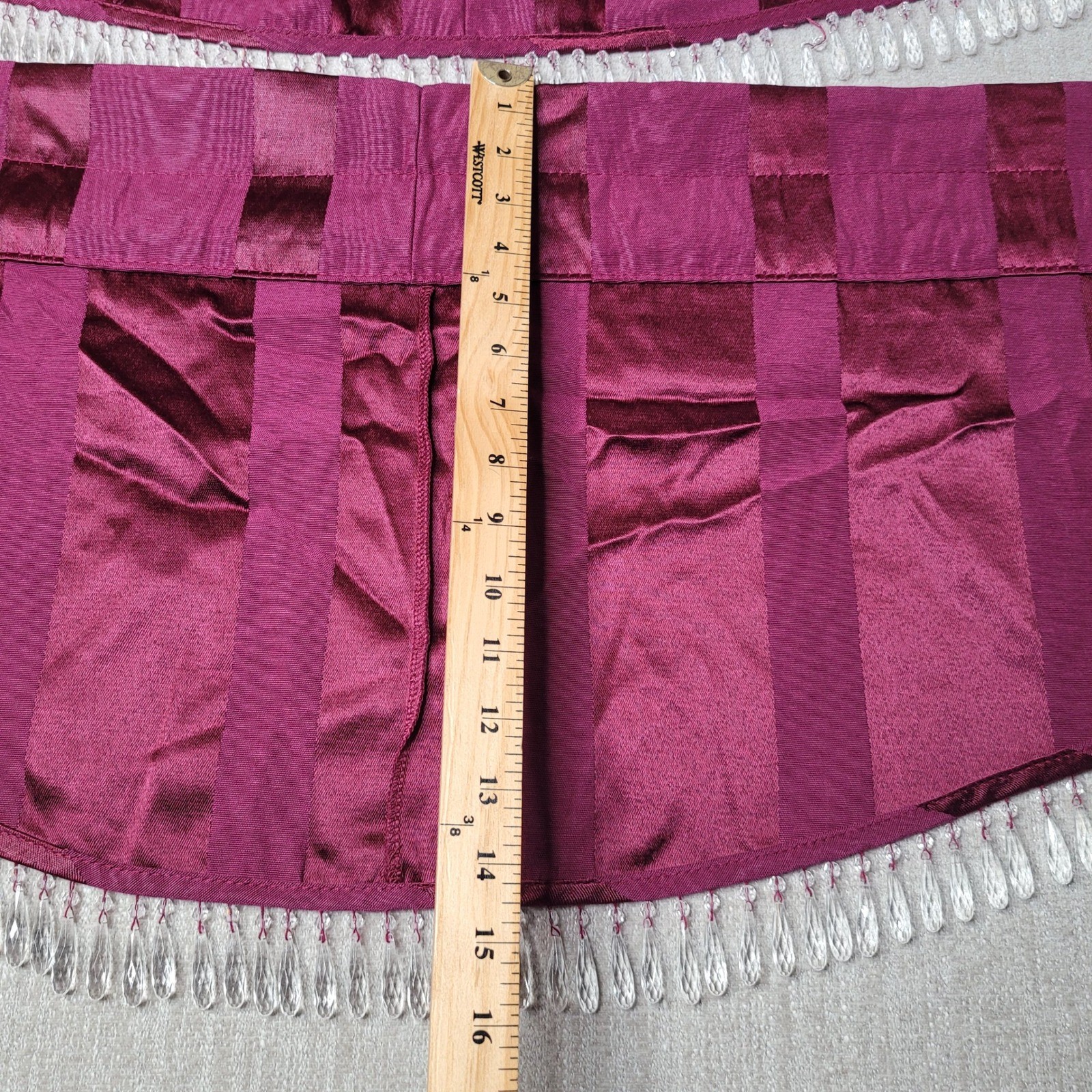 4 JCPenney Home Collection Valance Curtains 15×72 Panel Burgundy Striped Beaded