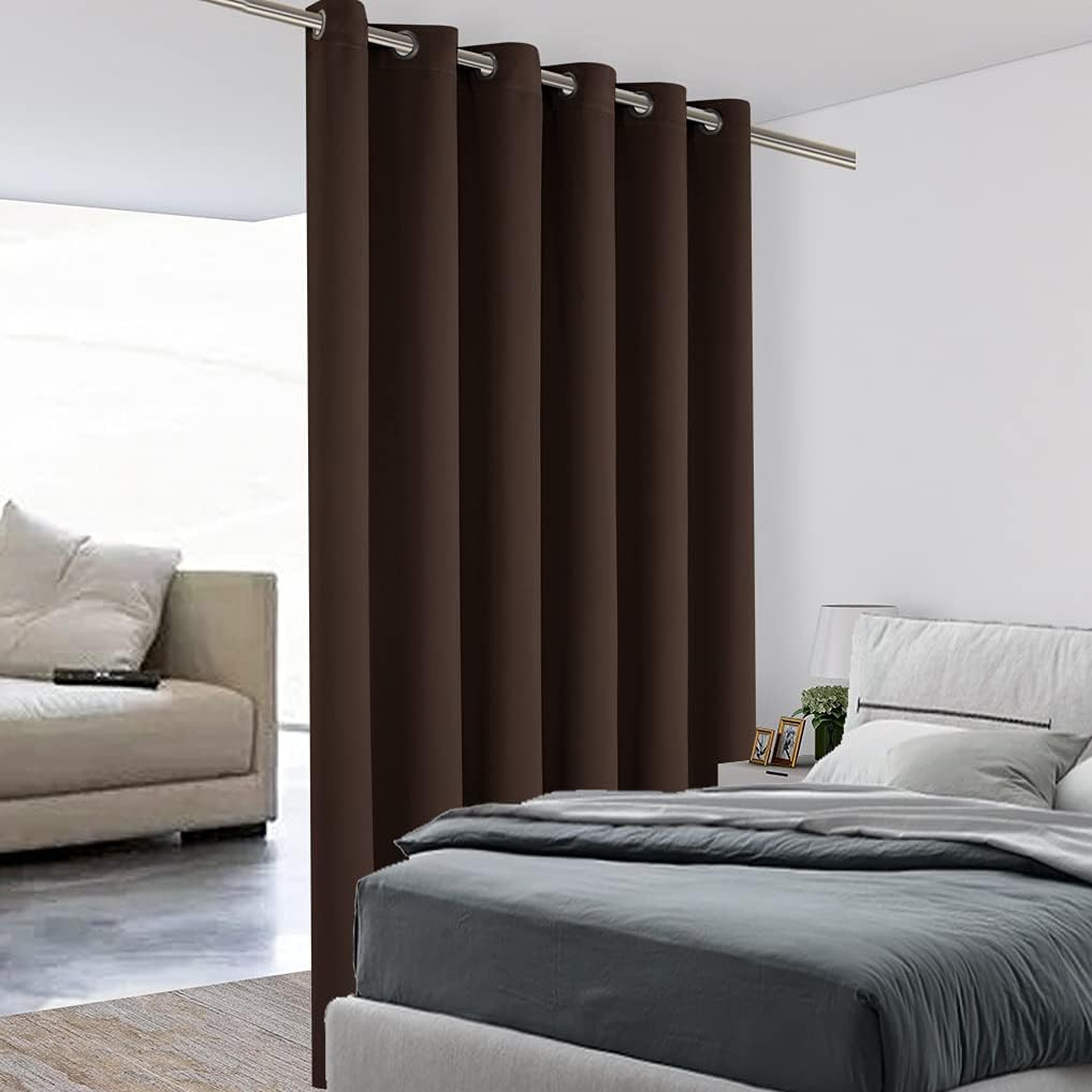 BONZER Room Divider Curtain Screen Partitions Total Privacy Wall Grommet Wide Bl