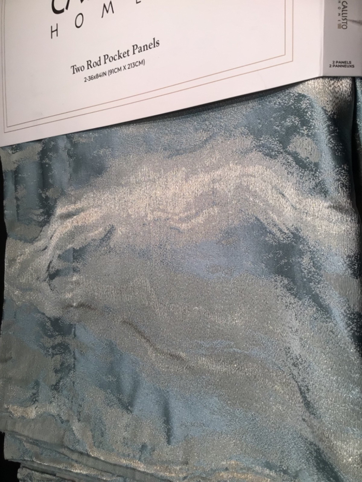 CALLISTO HOME Curtain panels 36 x 84 MARBLE Seafoam green shimmer Lined 2 pc set