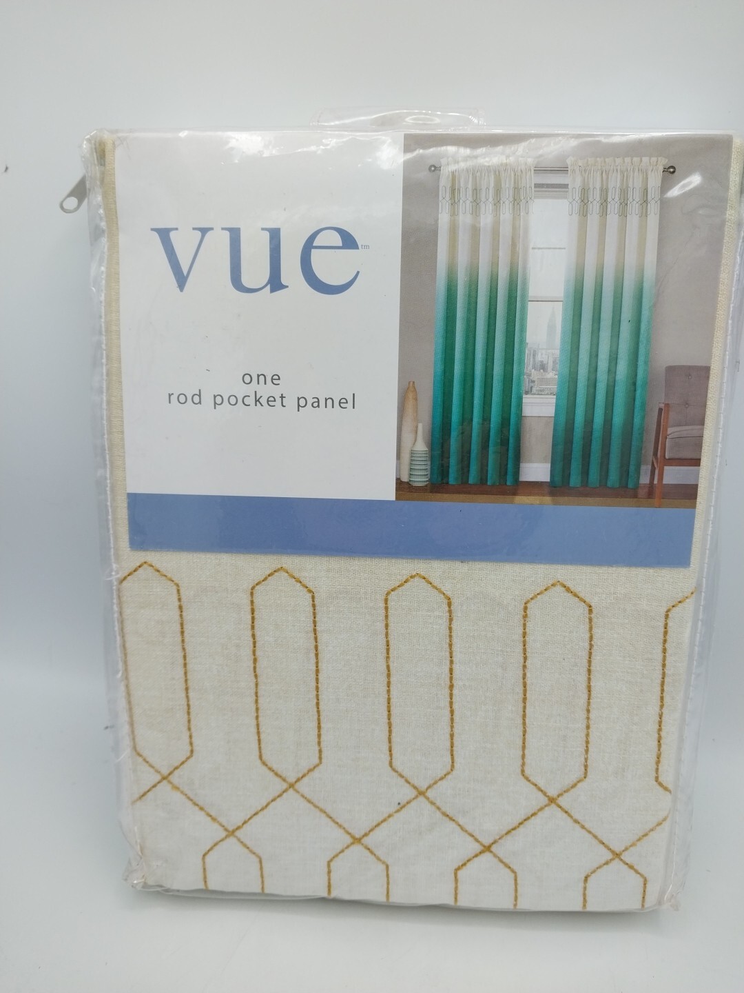 Vue Rod Pocket Panel Curtain 52 x 63in Arashi Ombre Gold 100% Cotton