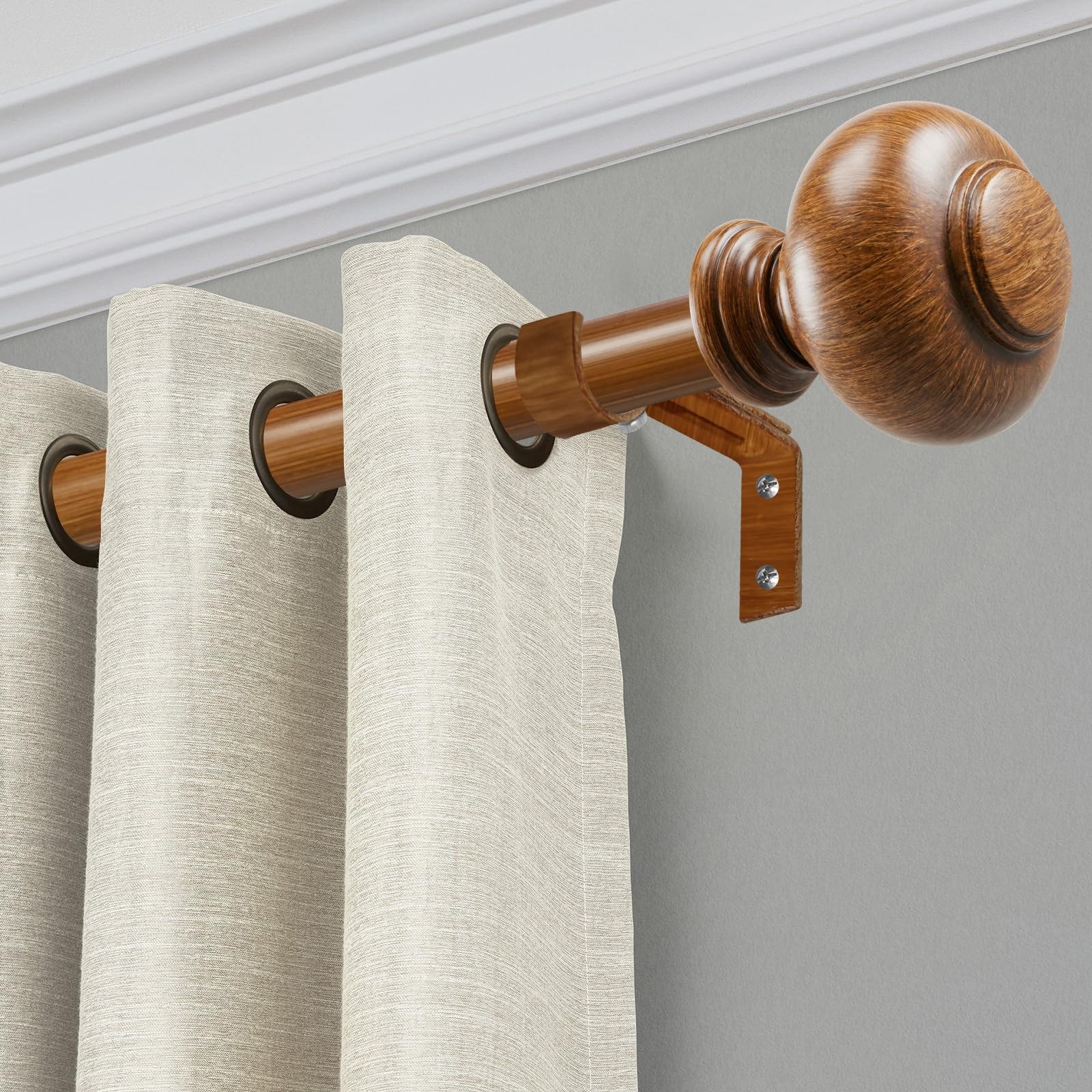 Wood Curtain Rod for Windows 66 to 120 Inches(5.5-10ft): 1 inch Diameter Heav…