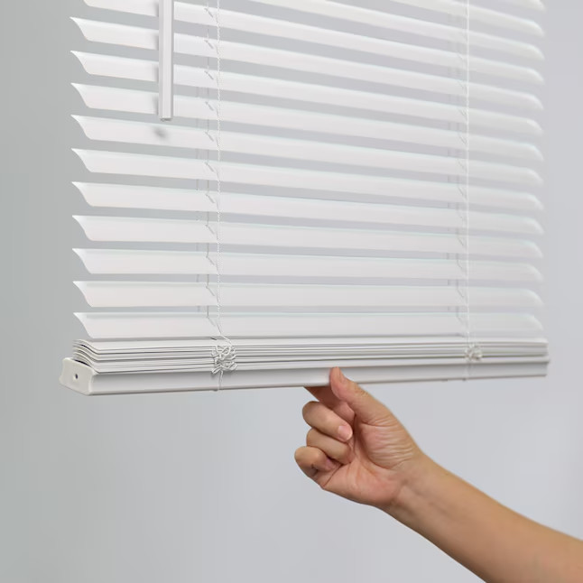 Cordless 1″ White Vinyl Mini Blinds Light Filtering Window Shades Multiple Sizes