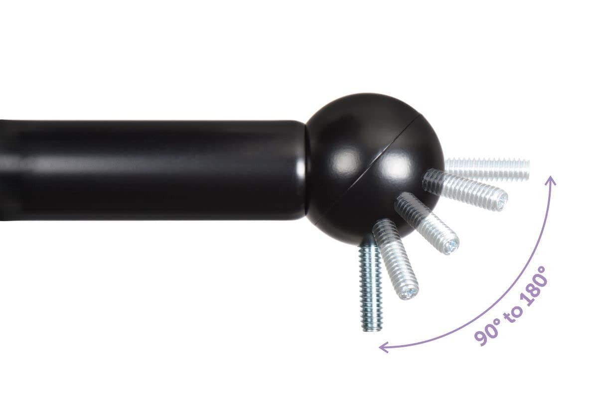 Bay Window Curtain Rod Corner Connector – for Rods of 5/8 to 1-1/8 Inch – Black
